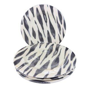 La Gioconda Zebra Print Ceramic Hand Painted Italy Plate Dish Set 4 Plates VTG